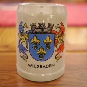 Vintage German Cities Collection Wiesbaden Salt Glazed Stoneware Beer Stein Mug